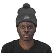 Load image into Gallery viewer, Man with grey Saltbox pom pom beanie on head