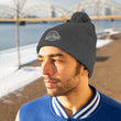 Load image into Gallery viewer, Man with grey Saltbox pom pom beanie on head
