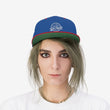 Load image into Gallery viewer, Person wearing Saltbox Brewing Company unisex flat bill hat in true royal and true red