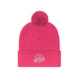 Load image into Gallery viewer, Neon pink Saltbox pom pom beanie laying down