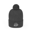 Load image into Gallery viewer, Grey Saltbox pom pom beanie standing