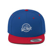 Load image into Gallery viewer, Saltbox Brewing Company unisex flat bill hat in true royal and true red