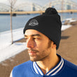Load image into Gallery viewer, Man with black Saltbox pom pom beanie on head