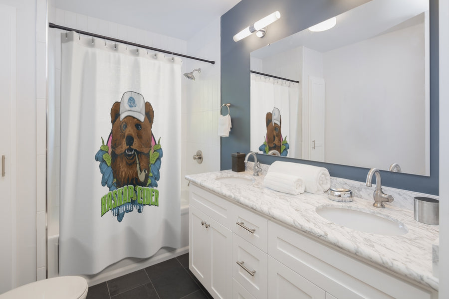 Haskap 'Bearie' Shower Curtain in bathroom