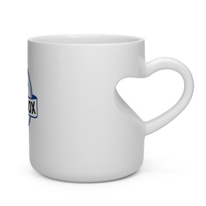 White Saltbox love mug with heart handle 
